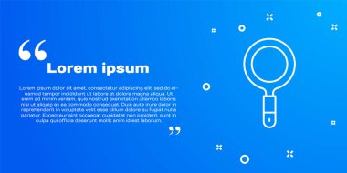 Mavi arka planda beyaz çizgi büyüteç simgesi izole edildi. Arama, odaklanma, yakınlaştırma, iş sembolü. Vektör