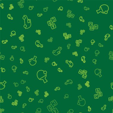 Set line Toy car, Racket and ball and ABC blocks on seamless pattern. Vector