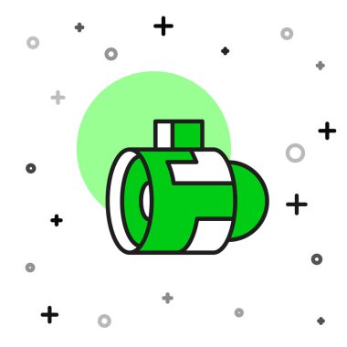 Filled outline Jet engine turbine icon isolated on white background. Plane turbine. Airplane equipment. Jet propeller. Aviation service. Motor running.  Vector