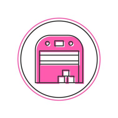 Filled outline Aircraft hangar icon isolated on white background.  Vector