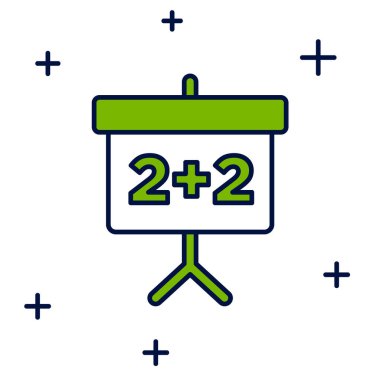 Beyaz arkaplanda izole edilmiş ana hatlı yazı tahtası simgesi. Okul karatahtası. Vektör