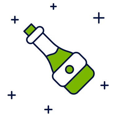 Beyaz arka planda izole edilmiş ana hatlı Soya sosu şişesi ikonu. Vektör