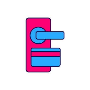 Filled outline Digital door lock with wireless technology for unlock icon isolated on white background. Door handle sign. Security smart home.  Vector