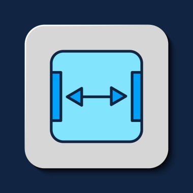 Filled outline Area measurement icon isolated on blue background.  Vector