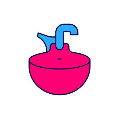 Beyaz arka planda izole edilmiş ana hatlı Washbasin simgesi. Berber sandalyeyi lavaboyla yıkıyor. Saç yıkama sandalyesi. Vektör