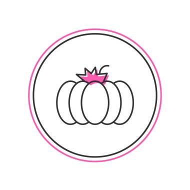 Doldurulmuş ana hatlı balkabağı simgesi beyaz arkaplanda izole edildi. Mutlu Cadılar Bayramı Partisi. Vektör