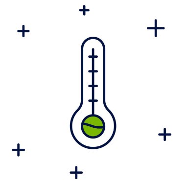 Meteoroloji termometresi, beyaz zemin üzerinde izole edilmiş ısı ve soğuk ikonu ölçüyor. Termometre termometresi sıcak ya da soğuk hava gösteriyor. Vektör