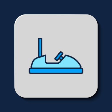 Filled outline Bumper car icon isolated on blue background. Amusement park. Childrens entertainment playground, recreation park.  Vector