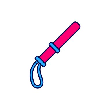 Polis kauçuk çubuk simgesi beyaz arka planda izole edildi. Kauçuk copu. Polis yarasası. Polis ekipmanları. Vektör