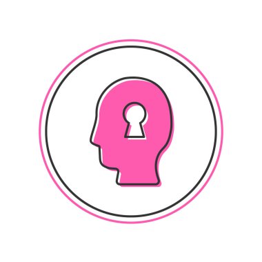 Beyaz arka planda izole edilmiş psikoloji ikonundaki soruna özet oluşturuldu. Anahtar. Akıl sağlığı terapisi. Vektör