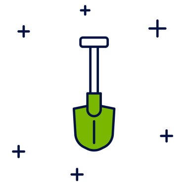 Doldurulmuş Ateş küreği simgesi beyaz arkaplanda izole edildi. Yangın koruma ekipmanları. İtfaiyeciler için ekipman. Vektör