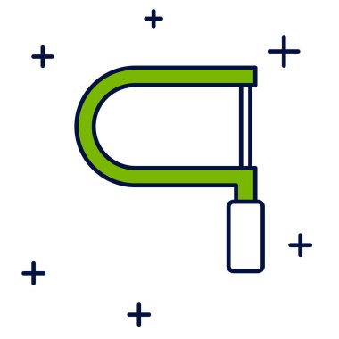 Doldurulmuş Demir Testere simgesi beyaz arkaplanda izole edildi. Tahta ve metal testeresi. Vektör