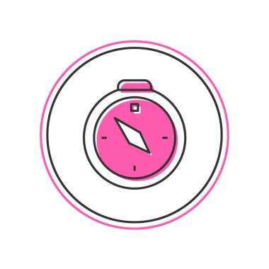 Doldurulmuş pusula simgesi beyaz arkaplanda izole edildi. Rüzgâr yön bulma sembolü. Rüzgar gül işareti. Vektör