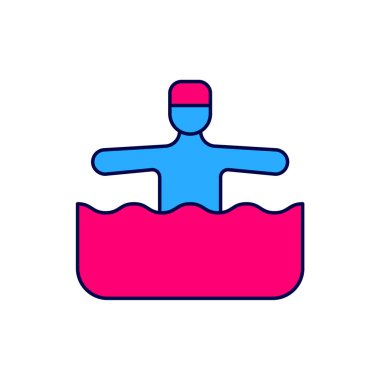 Filled outline Water gymnastics icon isolated on white background.  Vector