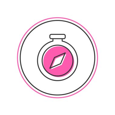 Doldurulmuş pusula simgesi beyaz arkaplanda izole edildi. Rüzgâr yön bulma sembolü. Rüzgar gül işareti. Vektör