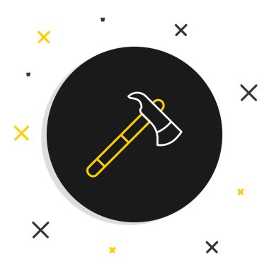 İtfaiyeci baltası simgesi beyaz arka planda izole edildi. Yangın baltası. Renkli taslak konsepti. Vektör