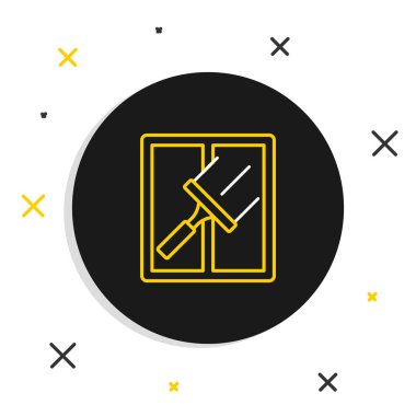 Beyaz arkaplanda izole edilmiş pencere simgesi için kauçuk temizleme hizmeti. Silecek, kazıyıcı, silecek. Renkli taslak konsepti. Vektör