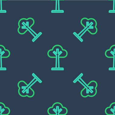 Çizgi Ağacı simgesi mavi arkaplanda izole edilmiş. Orman sembolü. Vektör