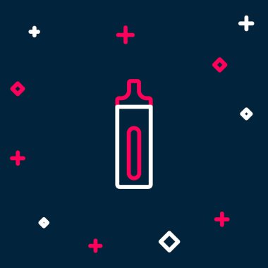 Hat Elektronik sigara ikonu mavi arkaplanda izole edildi. Tüttürme aleti. Buharlaştırıcı Cihaz. Renkli taslak konsepti. Vektör