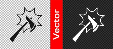 Siyah İtfaiyeci baltası simgesi şeffaf arkaplanda izole edildi. Yangın baltası. Vektör.