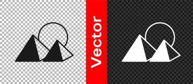 Siyah Mısır piramitleri simgesi şeffaf arkaplanda izole edildi. Antik Mısır 'ın sembolü. Vektör