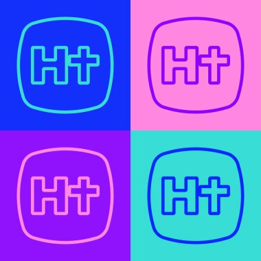 Pop sanat çizgisi Hıristiyan çapraz simgesi renk arkaplanında izole edildi. Kilise haçı. Vektör