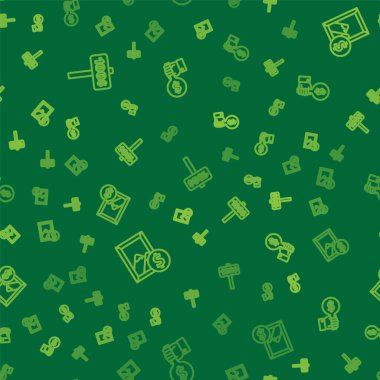 Set line Hand holding auction paddle, Auction painting and  on seamless pattern. Vector