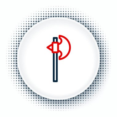 Beyaz arka planda izole edilmiş Ortaçağ balta simgesi. Savaş baltası, cellat baltası. Ortaçağ silahı. Renkli taslak konsepti. Vektör