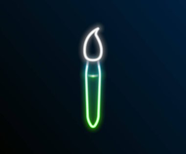 Parlayan neon çizgisi fırça simgesi siyah arkaplanda izole edildi. Renkli taslak konsepti. Vektör