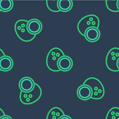 Line Coconut icon isolated seamless pattern on blue background.  Vector