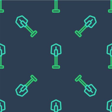 Çizgi Ateş kürek ikonu mavi arka planda izole edilmiş pürüzsüz desen. Yangın koruma ekipmanları. İtfaiyeciler için ekipman. Vektör