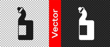 Siyah Bulaşık Şişesi simgesi şeffaf arka planda izole edildi. Bulaşık yıkamak için sıvı deterjan. Vektör