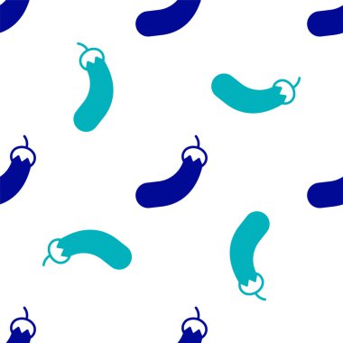 Mavi Patlıcan simgesi beyaz arka planda izole edilmiş kusursuz desen. Vektör