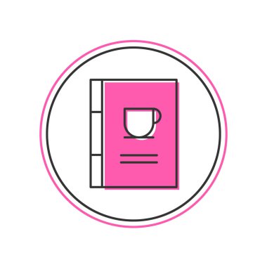 Beyaz arka planda izole edilmiş ana hatlı kahve kitabı ikonu. Vektör