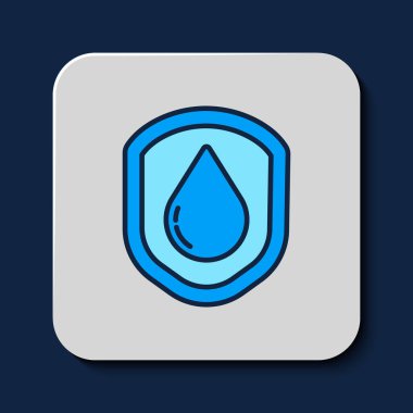 Filled outline Waterproof icon isolated on blue background. Water resistant or liquid protection concept.  Vector