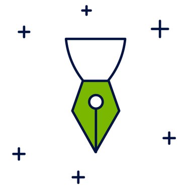 Doldurulmuş dolmakalem ucu simgesi beyaz arkaplanda izole edildi. Kalem aleti işareti. Vektör