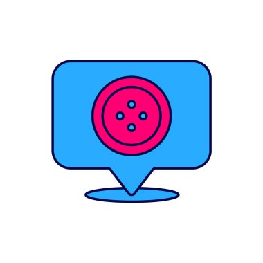 Doldurulmuş taslak konum terzi dükkânı simgesi beyaz arkaplanda izole edildi. Vektör