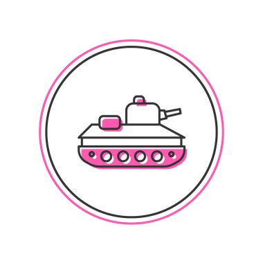 Beyaz arka planda izole edilmiş askeri tank simgesi. Vektör