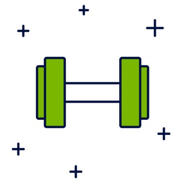 Doldurulmuş Dumbbell simgesi beyaz arkaplanda izole edildi. Kas kaldırma ikonu, fitness halteri, spor aletleri, egzersiz yaban domuzu. Vektör