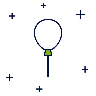 Filled outline Balloons with ribbon icon isolated on white background. Happy Easter.  Vector