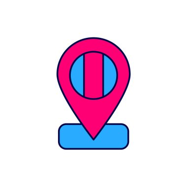 Doldurulmuş ana hatlı konum bayrağı beyaz arkaplanda izole edilmiş İtalya simgesi. Vektör