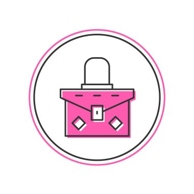 Filled outline Handbag icon isolated on white background. Female handbag sign. Glamour casual baggage symbol.  Vector
