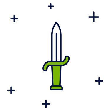 Hançer simgesi beyaz arkaplanda izole edildi. Bıçak ikonu. Keskin bıçaklı kılıç. Vektör