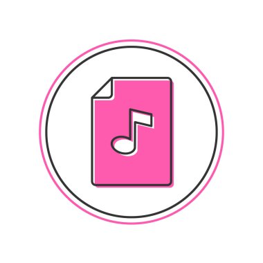 Filled outline Music book with note icon isolated on white background. Music sheet with note stave. Notebook for musical notes. Vector.