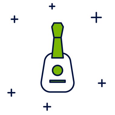 Doldurulmuş Gitar simgesi beyaz arkaplanda izole edildi. Akustik gitar. Telli müzik aleti. Vektör.