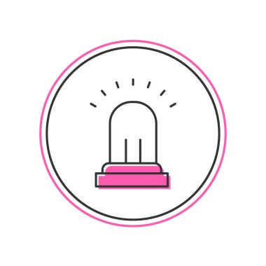 Doldurulmuş ana hatlı zil simgesi beyaz arkaplanda izole edildi. Yangın alarmı. Servis zili, el zili işareti, uyarı sembolü. Vektör.