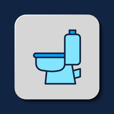 Filled outline Toilet bowl icon isolated on blue background. Vector.