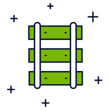 Demiryolu ana hatlarıyla doldurulmuş, demiryolu ikonu beyaz arka planda izole edilmiş. Vektör.