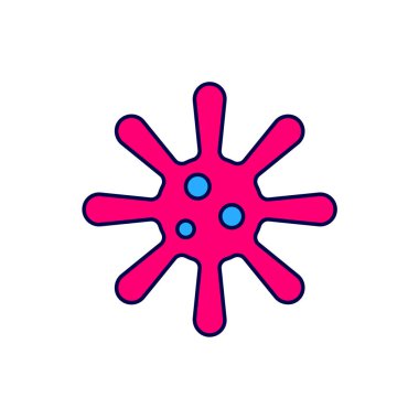 Doldurulmuş Bakteri simgesi beyaz arkaplanda izole edildi. Bakteriler ve mikroorganizmalar, sebep olan mikroorganizma hastalıkları, hücre kanseri, mikrop, virüs, mantar. Vektör.