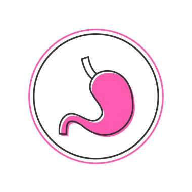 Beyaz arka planda izole edilmiş insan mide ikonu. Vektör.